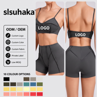 Soutien-gorge de sport personnalisé pour femme à fines bretelles et col en V, avec coutures discrètes, style crop top pour le yoga, la gym et l'entraînement, avec soutien, marque privée