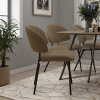 Chaises de salle à manger en tissu de style nordique moderne minimaliste, revêtement en lin, dossier, pieds en métal pour la maison, le bureau, l'appartement, la salle à manger