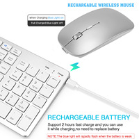 BT + 2.4G Dual-Mode Slim Mini Kabellose Tastatur-Maus-Set Wiederaufladbar Vollgröße Ultra-Dünn für Laptop PC Multi-Gerät Verfügbar