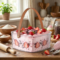 Kotak Kue Tiramisu Akrilik Persegi Besar Ramah Lingkungan, Bebas BPA, Food Grade, dengan Pegangan