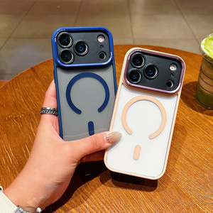 เคสโทรศัพท์ใสแบบแม่เหล็กพร้อมกรอบกล้องเรียบง่ายสำหรับ iPhone 17 16 15 14 Pro Max เลนส์สีดำ ฝาหลังใสแบบด้าน แข็งแรงทนทาน - Product Image 2