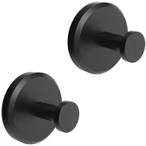 Suction Cup Hooks Loofah, Towel, Coat, Bath Robe Hook Holder for Hanging up to 15 lbs Waterproof, Dark, Matte Black (2-Pack)