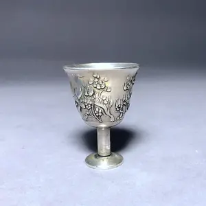 Wholesale antique pure copper white copper silver-plated wine cup decoration Fu Lu Shouxi wealth home decoration gift antique