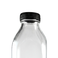 Bouteille en verre transparent avec bouchon à vis, style rond ou carré, pour l'emballage de jus, café et thé