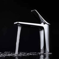 Grifo de Lavabo de Latón Moderno de Alta Calidad, Grifo de Cobre de un Solo Orificio para Lavabo, Grifo de Agua Fría y Caliente para Lavabo