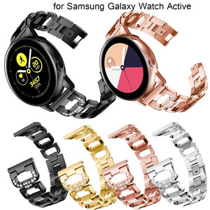 Bracelet de montre solide 20mm en acier inoxydable en métal D-Link Bracelet en cristal pour Samsung pour Galaxy Watch <span class=keywords><strong>3</strong></span> 40mm & <span class=keywords><strong>42mm</strong></span> - Product Image 1