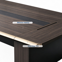 Grande table de conférence longue pour salle de réunion, personnalisable, avec fente pour câbles