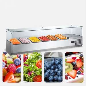 Kommerzielle Edelstahl-Salat bar | Display für gekühlte Lebensmittel mit Glas haube | 3/4/5 Abschnitte für Buffet Restaurant - Product Image 2