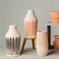 Design rayé décoration d'intérieur bonsaï Pot maison jardin décor moderne cylindre Mini Pots de fleurs en céramique pour jardinières