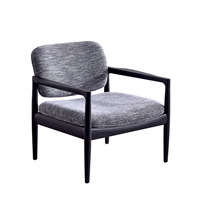 Fauteuil de loisirs moderne en tissu de style italien, minimaliste, pour salon et balcon, avec accoudoirs en bois de frêne, haute densité