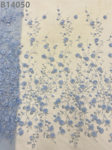 Bán buôn Đen appliques chuỗi 3D Floral <span class=keywords><strong>Net</strong></span> ren vải long lanh hạt thêu ren vải - Product Image 4