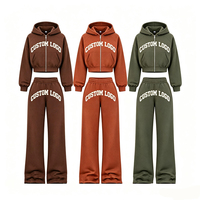 Ensemble de survêtement 2 pièces pour femme avec logo personnalisé, sweat à capuche zippé à manches longues et pantalon de survêtement à taille élastique, style Y2K, collection automne-hiver