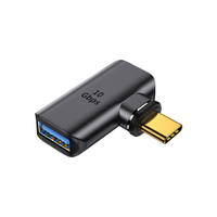 Connecteur magnétique USB Type C mâle vers USB 3.0 femelle 10 Gbit/s, adaptateur de charge et de données à angle droit de 90 degrés en alliage d'aluminium