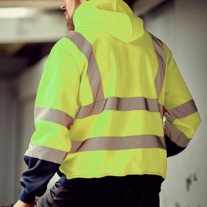 Sudadera con Capucha Reflectante a Rayas para Hombre, con Bloques de Color, Cierre de Cremallera, Ropa de Seguridad para Trabajadores de Saneamiento - Product Image 5