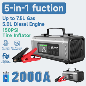 X1 OEM/ODM Démarreur de batterie portable 6-en-1 12V 1500A avec écran numérique, gonfleur de pneus et lampe intégrée - Product Image 2