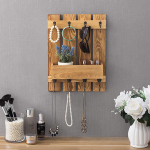 Support mural vintage <span class=keywords><strong>en</strong></span> <span class=keywords><strong>bois</strong></span> brûlé à un seul niveau pour tasses à café, accessoires de <span class=keywords><strong>cuisine</strong></span>, étagère de rangement Mingrui JAJ-A0025 - Product Image 3