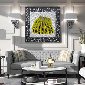 Cuadro Decorativo Cuadrado Abstracto de Calabaza para Sofá, Bordado Artesanal en Tela con Marco - Product Image 3