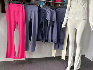 Nouveau Scrunch Butt <span class=keywords><strong>Yoga</strong></span> Set Femmes 2 Pièces Full Zipper Sportswear À Manches Longues Tops Hip Lift Taille Haute Gym Legging Workout Outfit - Product Image 3