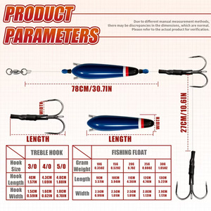 Hameçon triple pour pêche au poisson-chat avec flotteur, émerillon rotatif à 360°, émission sonore, anti-accrocs, appât suspendu polyvalent 10g 15g 20g 25g 30g - Product Image 5