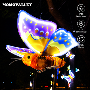Décorations de Noël 3D géantes lumineuses mécaniques violettes en gros, papillons LED mobiles étanches IP65 pour l'aménagement paysager extérieur - Product Image 1