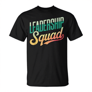 T-shirt Leaderships Squad noir à col rond, vêtements d'équipe de motivation - Product Image 3