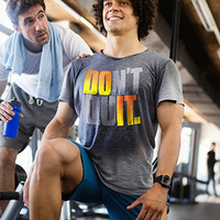 T-shirts de sport d'entraînement de gym avec impression sérigraphique de logo personnalisé, message caché, couleur unie, coton, t-shirt pour homme activé par la transpiration