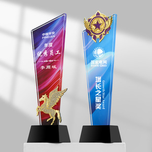 Crystal <b>Trophies</b> Laser <b>Engraved</b> Digital Printing White Crystal Corporate Awards Conference Souvenirs Animal Design - Product Image 2