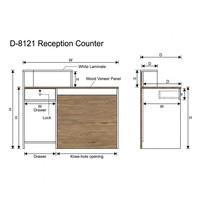 Comptoir de réception portable moderne en bois personnalisable avec tiroir-caisse, table de caisse, machine pour usage commercial et hospitalier, haute qualité