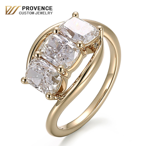 Provence brand <b>custom</b> Designer <b>Ring</b> Cushion Three Stones lab diamond <b>ring</b> 18K Solid Gold Personalized design <b>ring</b> manufacturer - Product Image 1
