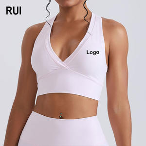 Soutien-gorge de sport sans couture à col en V pour femme RUIQUWIN avec logo personnalisé, maintien élevé, idéal pour la course et le yoga, vêtement de sport anti-humidité - Product Image 1