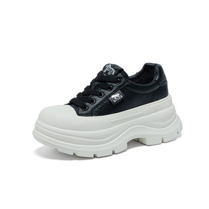 Zapatillas Deportivas de Cuero Blanco Cómodas para Mujer, Primavera-Otoño 2026, Ligeras, Antideslizantes, con Plataforma de 8.5CM y Tacón Elevado - Product Image 1