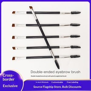 Cepillo de maquillaje de doble punta en espiral biselado <span class=keywords><strong>para</strong></span> <span class=keywords><strong>cejas</strong></span>, con mango de plástico y fibra artificial, venta directa de fábrica. - Product Image 4