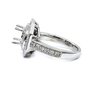 Fabrication chinoise, bague de fiançailles personnalisée de haute qualité, plaquée or blanc 18 carats, forme de diamant véritable, simple, avec halo - Product Image 3
