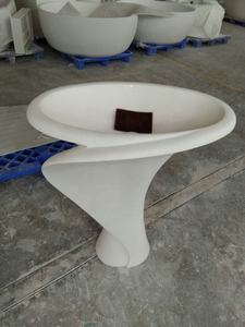 Piso único brillante forma de flor lavabo Pedestal de superficie sólida piedra lavabo para cuarto de baño - Product Image 3