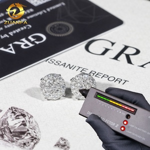 Nouveautés en vrac en stock Iced Out <span class=keywords><strong>Prix</strong></span> le plus bas Argent sterling 925 VVS1 Moissanite <span class=keywords><strong>Diamant</strong></span> Hip Hop Boucles <span class=keywords><strong>d</strong></span>'oreilles <span class=keywords><strong>Homme</strong></span> - Product Image 2