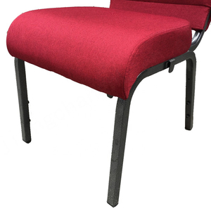 Silla de iglesia de teatro acolchada roja cristiana de metal moderno apilable - Product Image 2