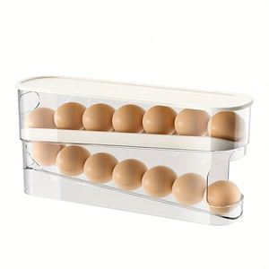 Double Layer Rolling Egg Dispenser Refrigerator Egg <b>Storage</b> <b>Box</b> Automatic Scrolling Egg Holder Household Large Capacity <b>Kitchen</b> - Product Image 6