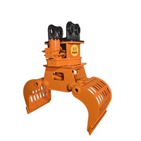 Grappin rotatif hydraulique SLN pour excavatrice, attache de préhension à rotation 360° pour défrichage agricole, forestier, déchets de bois et matériaux.