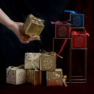 Foldable Custom Logo <b>Paper</b> Box Wedding Chocolate Sweet Desert Packaging Box Shiny Gold Foil Printed Candy <b>Boxes</b> with Ribbon - Product Image 6