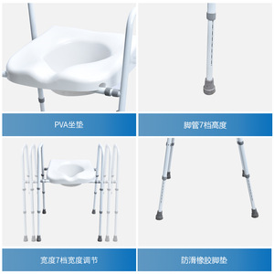 Chaise de toilette 2 en 1 pour personnes âgées, avec accoudoirs de sécurité, rehausseur de hauteur pour femmes enceintes, dossier en fer, certifiée CE - Product Image 4