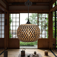 Abat-jour en bambou tissé, luminaire suspendu pour salle à manger, îlot de cuisine, décoration intérieure
