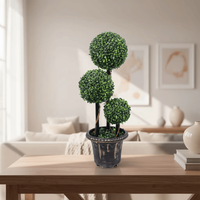 Arbre topiaire artificiel en buis à 3 boules, faux bonsaï en pot pour la décoration intérieure et extérieure de la maison, du bureau, du patio et du jardin