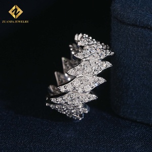 แหวนเพชรคิวบันลิงค์จาก ZUANFA JEWELRY เพชรเลี้ยงในห้องปฏิบัติการ เงินแท้ 925 ประดับเพชรแบบไมโครเพฟ สไตล์ฮิปฮอป วงแหวนหน้ากว้าง - Product Image 1
