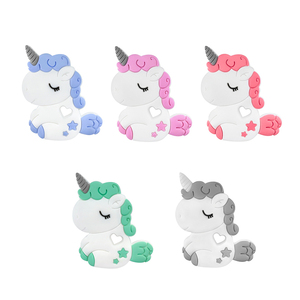 Venta al por mayor bebé juguete de silicona forma Animal DIY <span class=keywords><strong>unicornio</strong></span> bebé <span class=keywords><strong>mordedor</strong></span> - Product Image 2