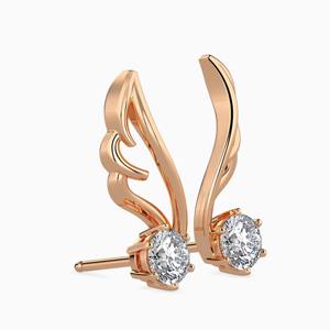 Boucles d'oreilles clous en diamants de laboratoire de 0,50 carat chacun, or rose massif 14 carats, certifiées IGI, bijoux de luxe pour mariage pour femmes - Product Image 2