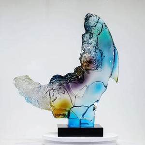 Escultura <span class=keywords><strong>de</strong></span> Escritorio Moderna en Forma <span class=keywords><strong>de</strong></span> <span class=keywords><strong>Luna</strong></span>, Pintada a Mano, <span class=keywords><strong>de</strong></span> Resina Transparente Tipo Cristal - Product Image 4