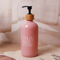Bouteilles en verre de luxe de 500 ml avec pompe en bois, flacons vides pour lavage des mains, emballage de lotion, flacon de shampoing, douche