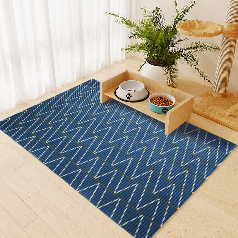 Fondo azul con rayas blancas.