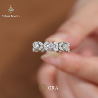 Bague pour femme en argent 925 avec moissanite originale brillante de 1 carat, taille brillant, forme goutte d'eau, motif trèfle à quatre feuilles, sertissage à griffes romantique