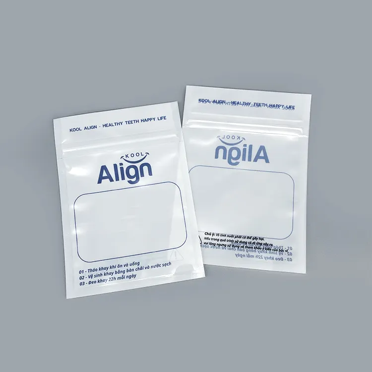 Aligner Packaging Bag Zipper orthodontic Pouch Clear Window White Plastic Sachet Mylar 3 Side Seal Bag